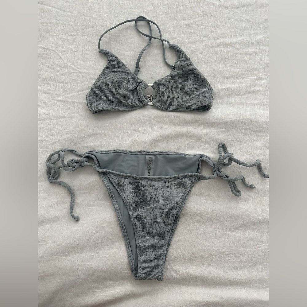 Slate Blue Textured Bikini Set